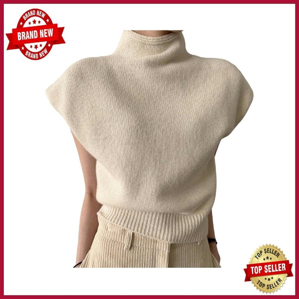 Women's Turtleneck Sweater Vest Mock Neck Knit Pullover Top